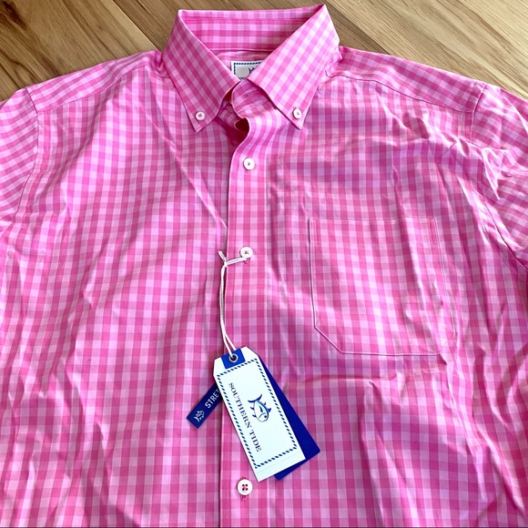 Southern Tide Getaway Gingham Sport Shirt in Pink Lemonade NWT sz M - Picture 9 of 12